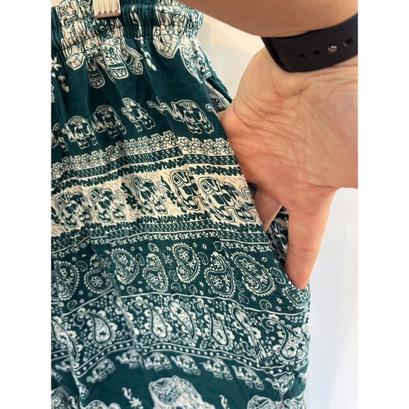 Women's Harem Pants,‎ Elephant Design, Pockets, Elastic Waist Drawstring, Sz Med - Picture 3 of 7